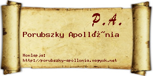 Porubszky Apollónia névjegykártya
